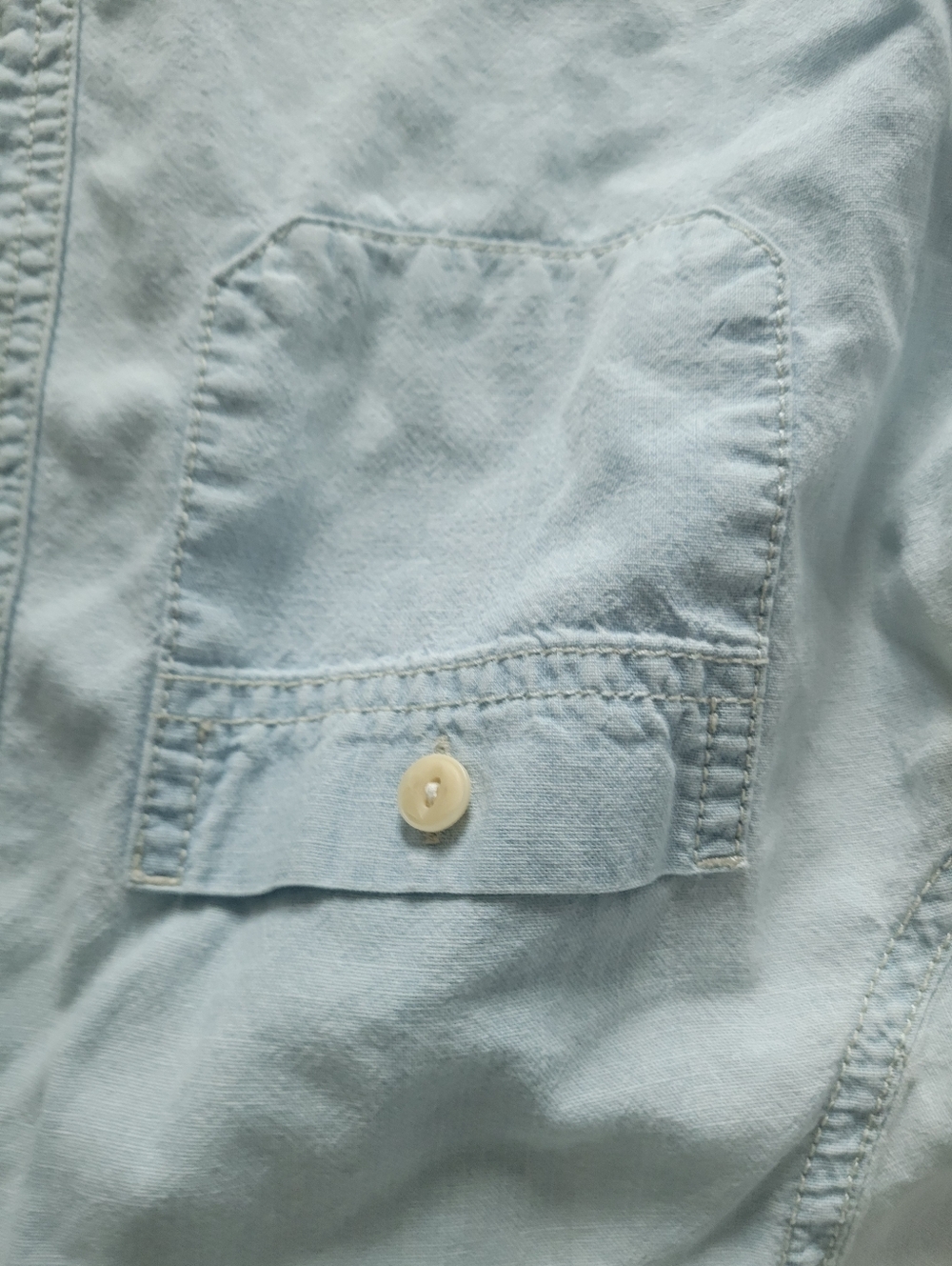 Madewell Slim Chambray Button Down Shirt Light Blue Utility Pocket Cotton Top M - Picture 7 of 9